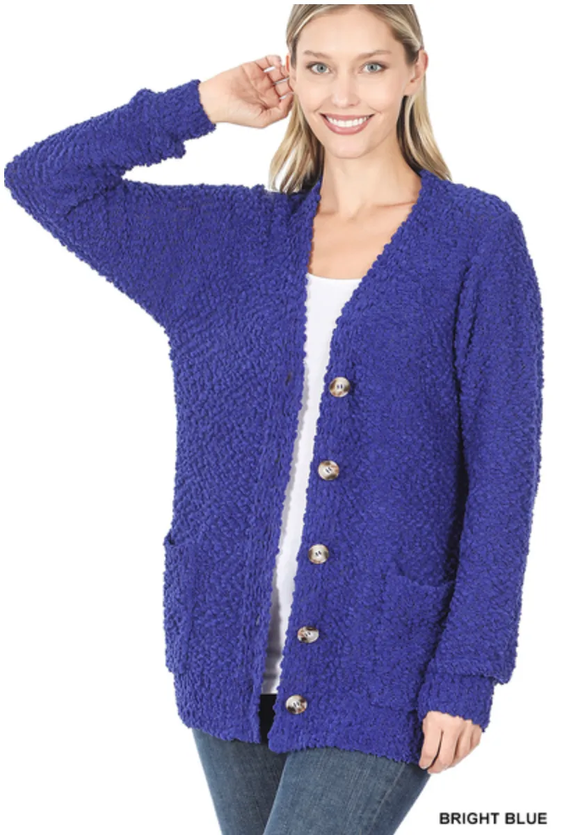 Popcorn Cardigan With Buttons-3 Colors Available