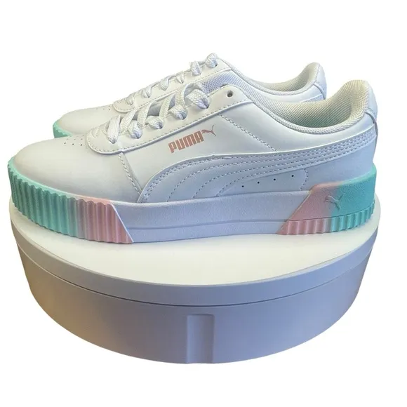 Puma Carina Fade Jr. sneakers. Aruba blue/Bridal rose. Size 5.5C.