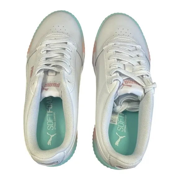 Puma Carina Fade Jr. sneakers. Aruba blue/Bridal rose. Size 5.5C.