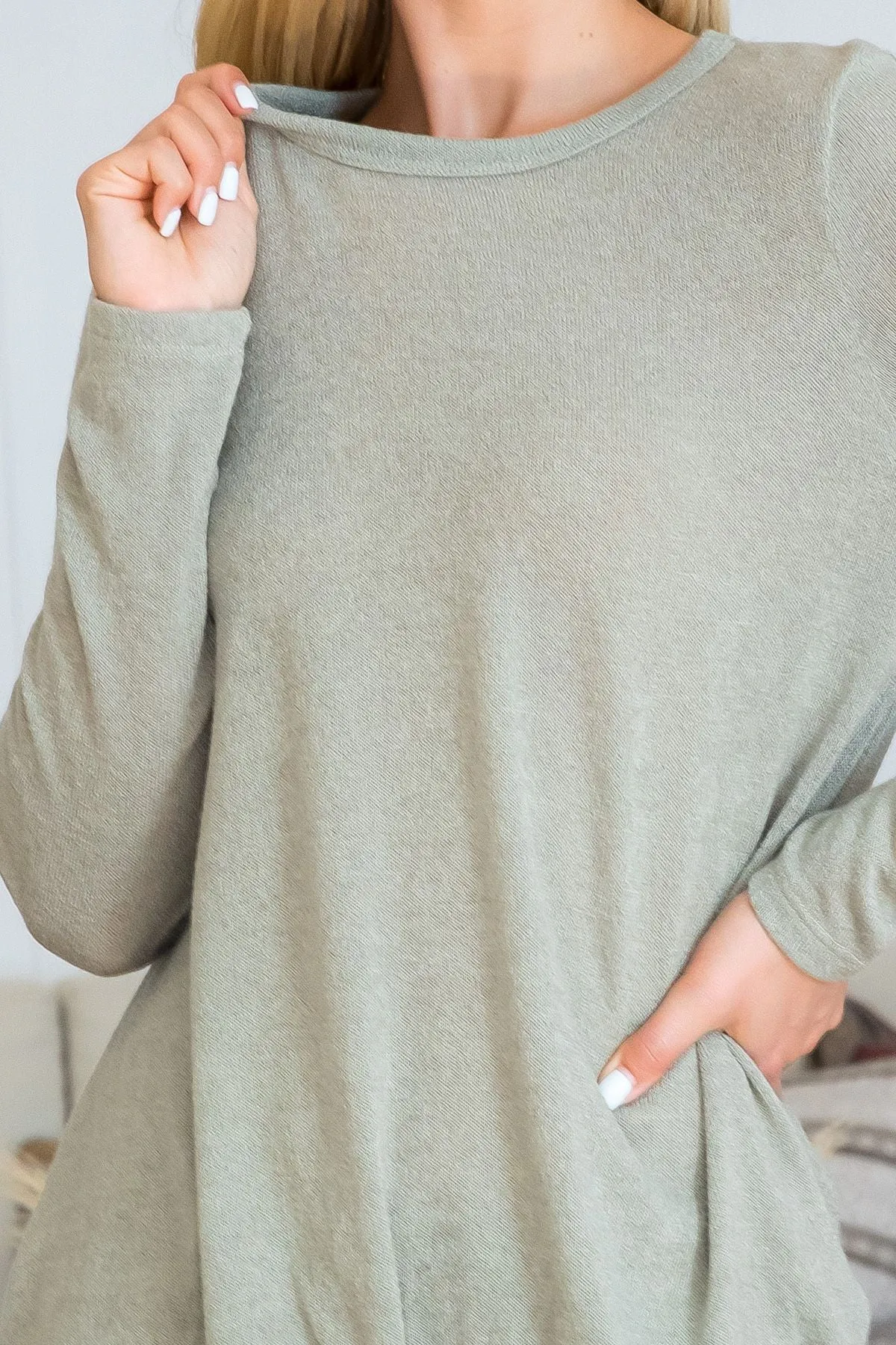Punch Hole Detail Front Long Sleeve Top