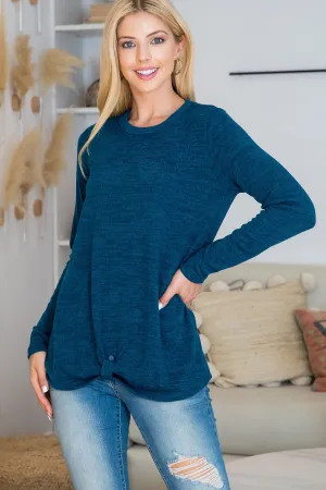 Punch Hole Detail Front Long Sleeve Top