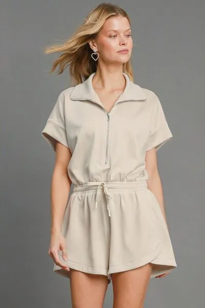 Relaxed Chic Ecru Dolman Sleeve Romper