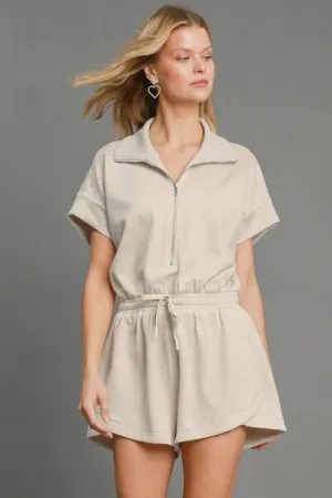 Relaxed Chic Ecru Dolman Sleeve Romper