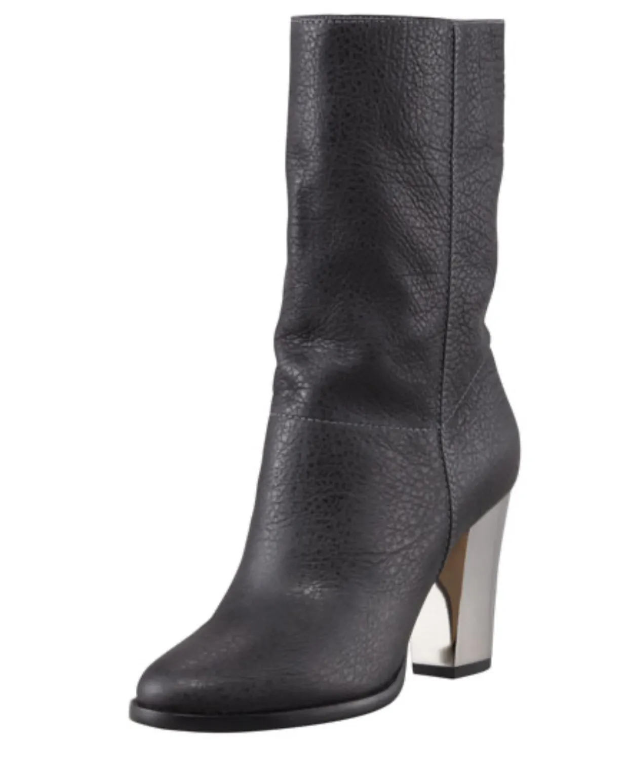 Resale Deals Black Jimmy Choo Music Silver-Heel Mid-Calf Boot Boots 7/7.5