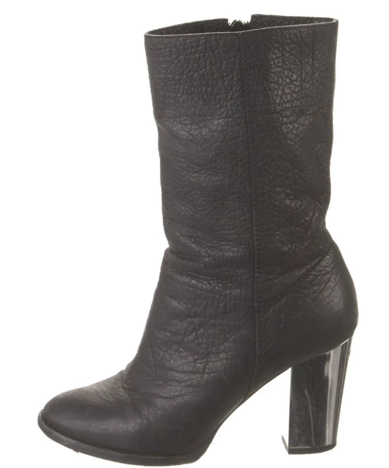 Resale Deals Black Jimmy Choo Music Silver-Heel Mid-Calf Boot Boots 7/7.5
