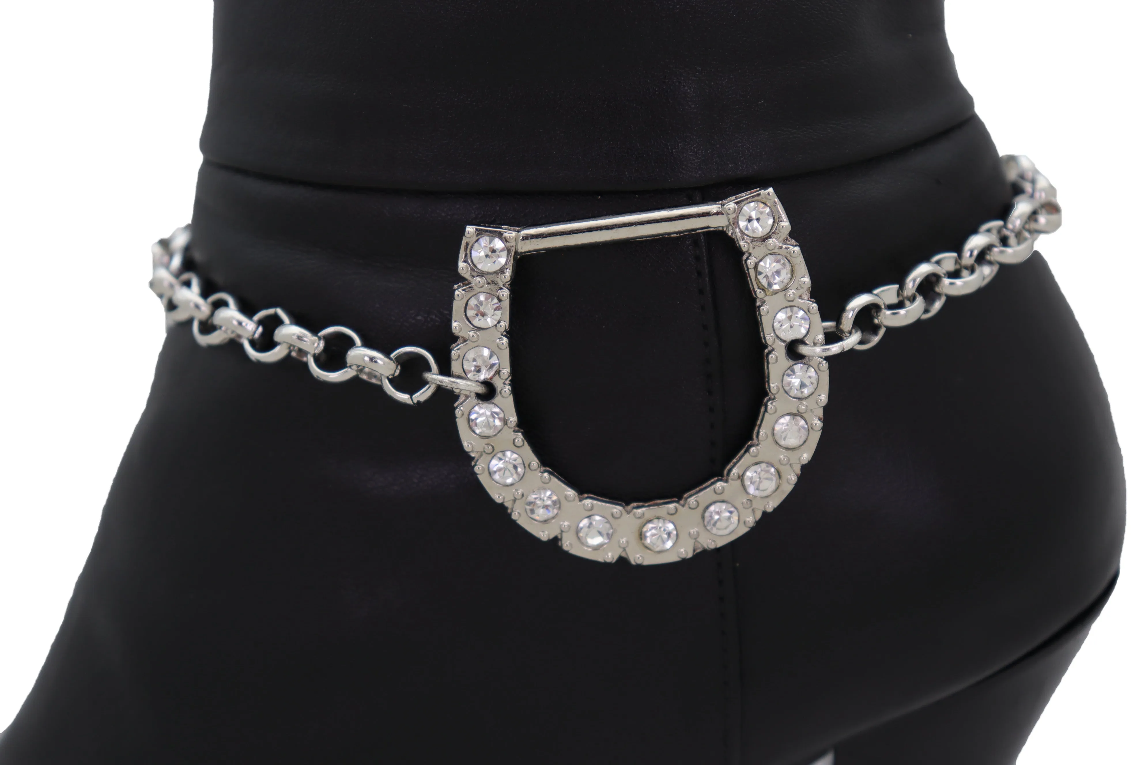 Silver Metal Boot Chain Bracelet Shoe Anklet Western Horseshoe Bling Charm