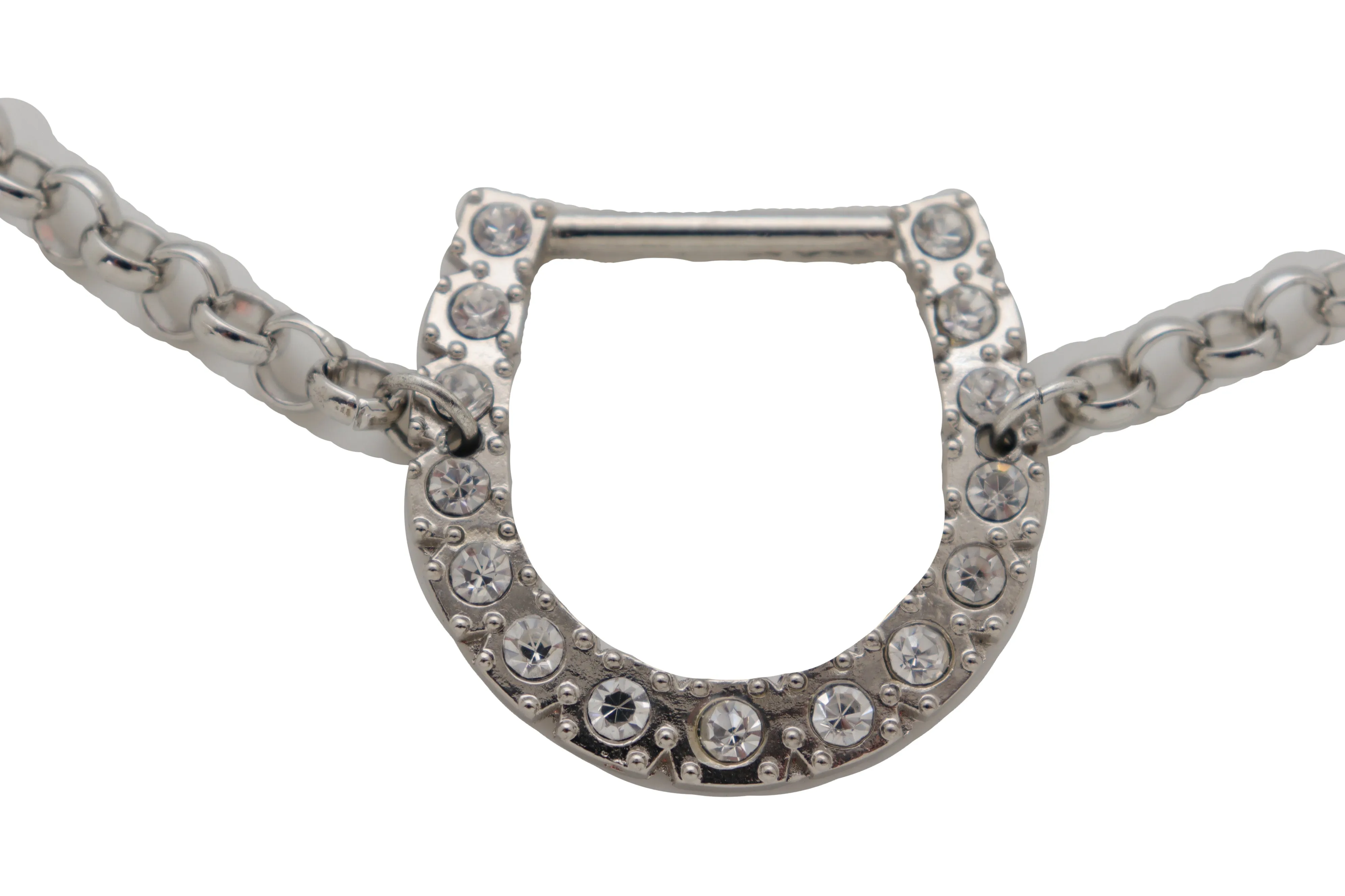 Silver Metal Boot Chain Bracelet Shoe Anklet Western Horseshoe Bling Charm