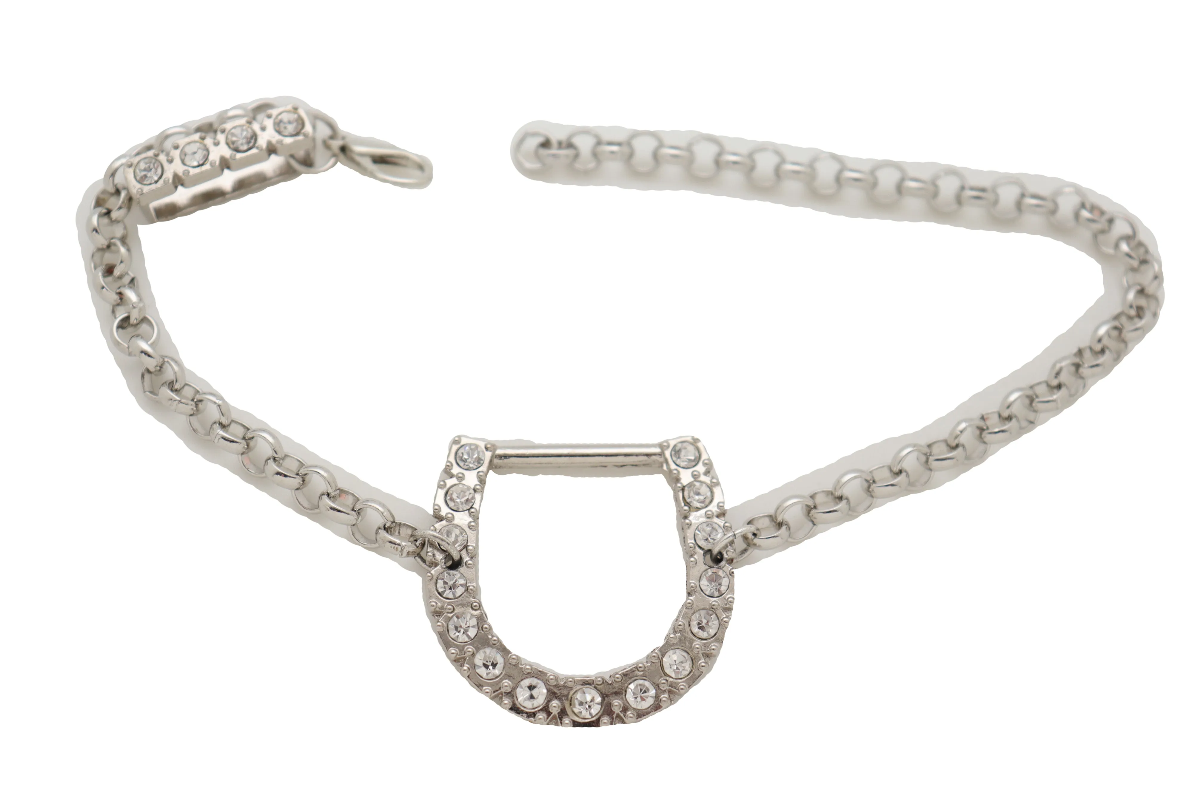 Silver Metal Boot Chain Bracelet Shoe Anklet Western Horseshoe Bling Charm