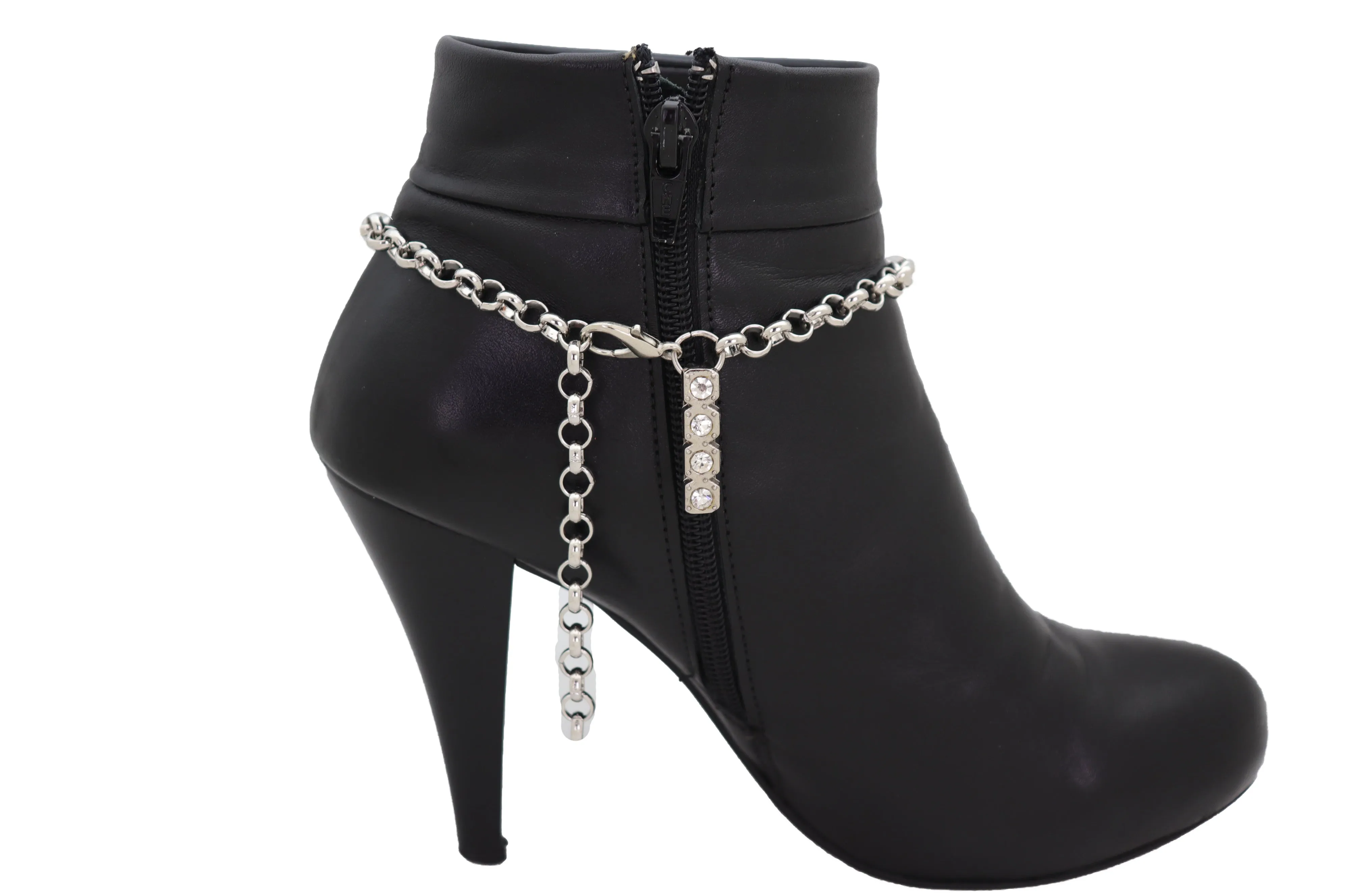Silver Metal Boot Chain Bracelet Shoe Anklet Western Horseshoe Bling Charm
