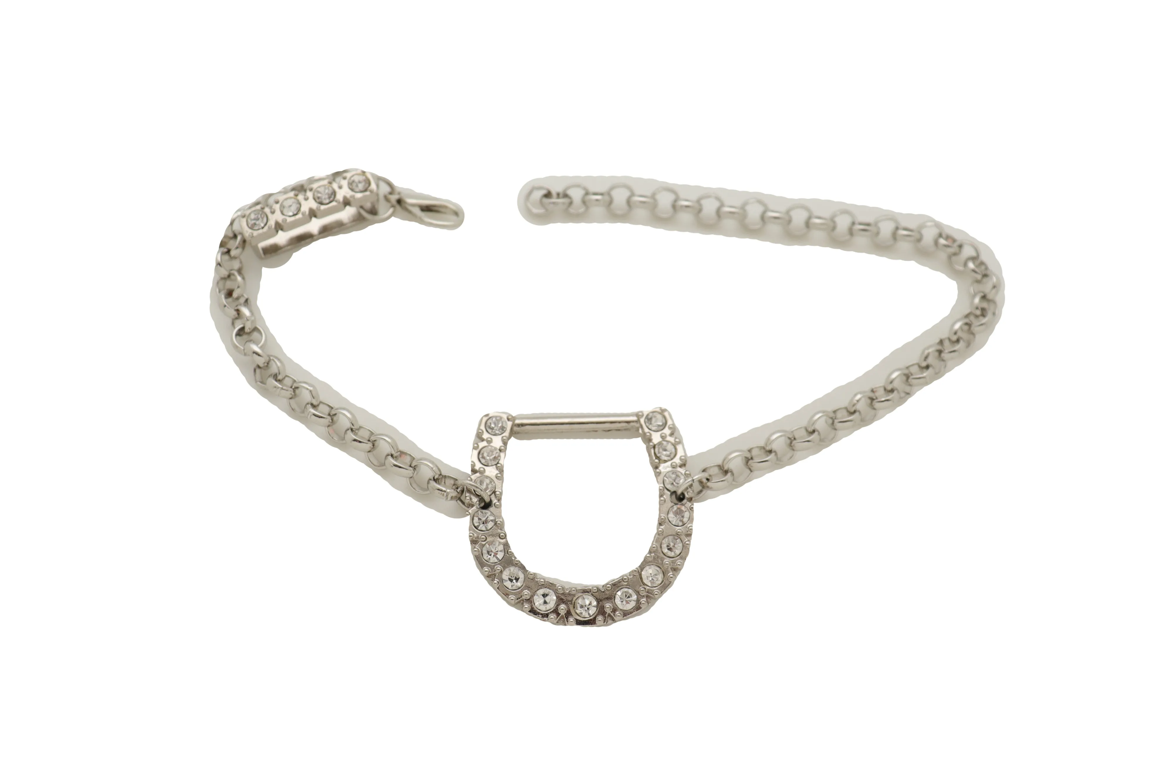 Silver Metal Boot Chain Bracelet Shoe Anklet Western Horseshoe Bling Charm