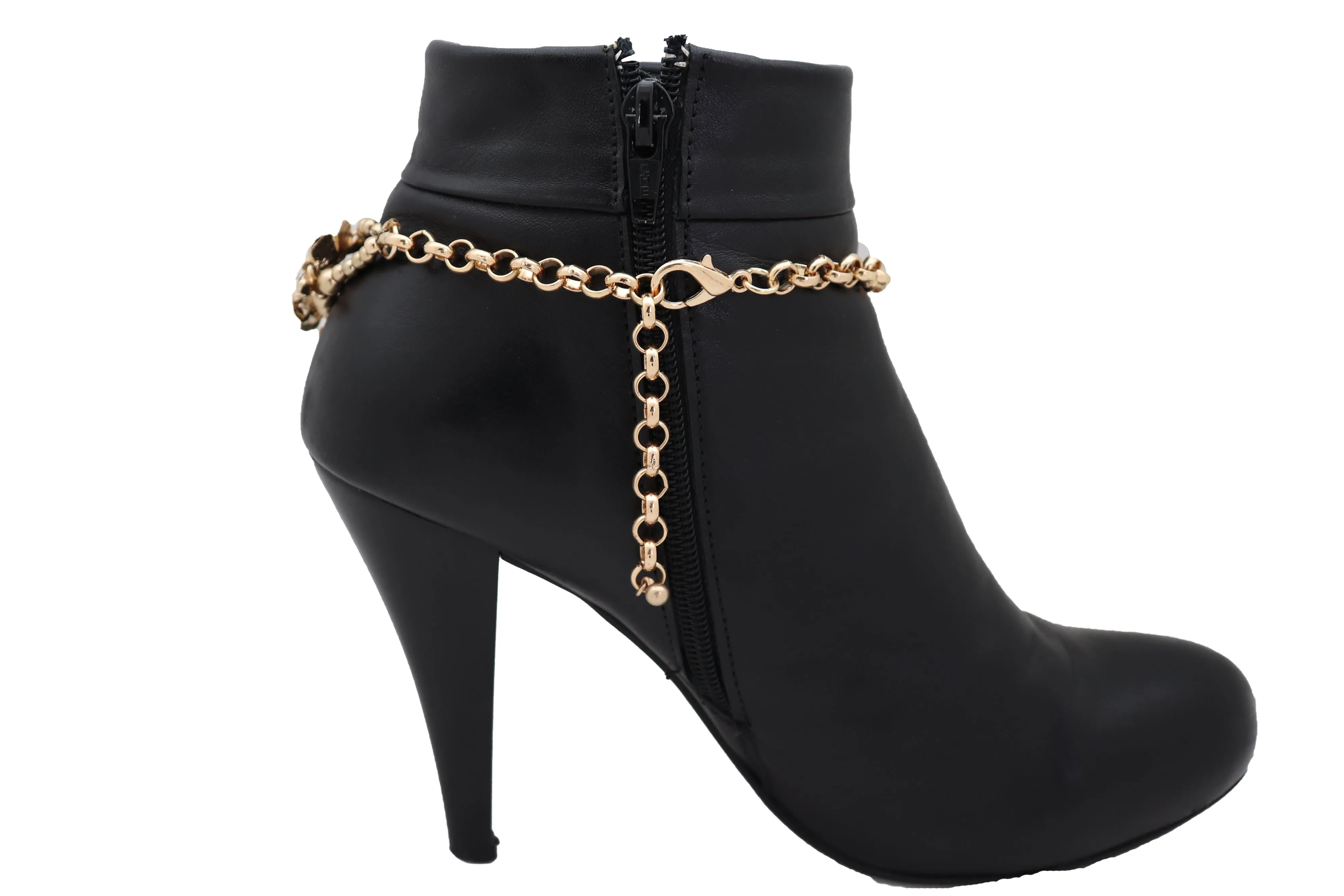 Silver Metal Boot Chain Bracelet Texas Star Strap Shoe Oval Charms