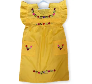S/M Traditional Yellow Embroidered Dress from El Salvador S