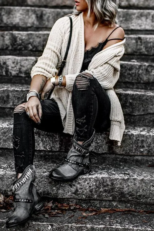 Solid Color Baggy Pockets Cardigan