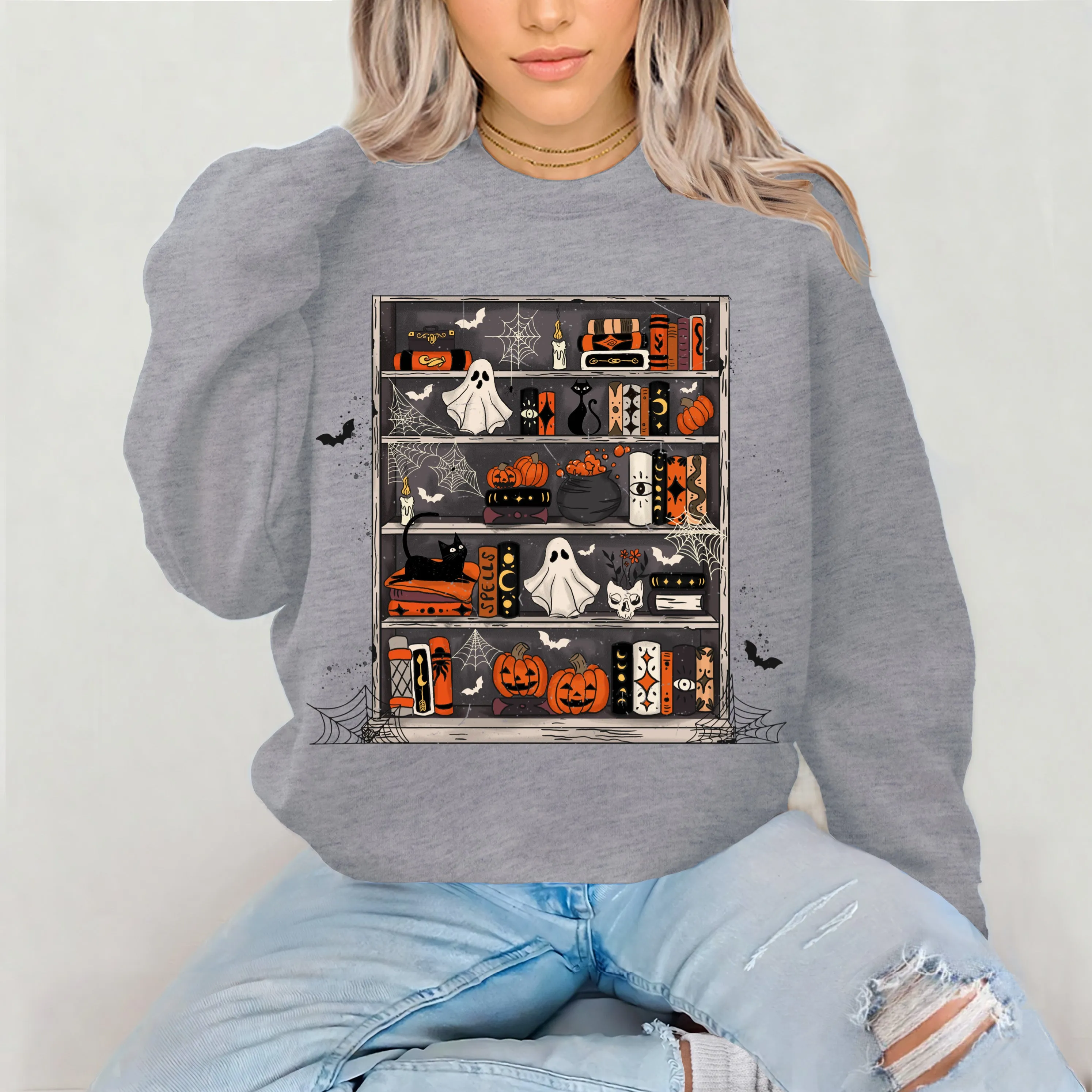 Spooky Shelf Halloween Crewneck