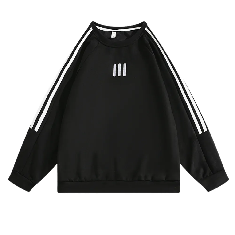Sport Striped Embroidered Suede Sweatshirt