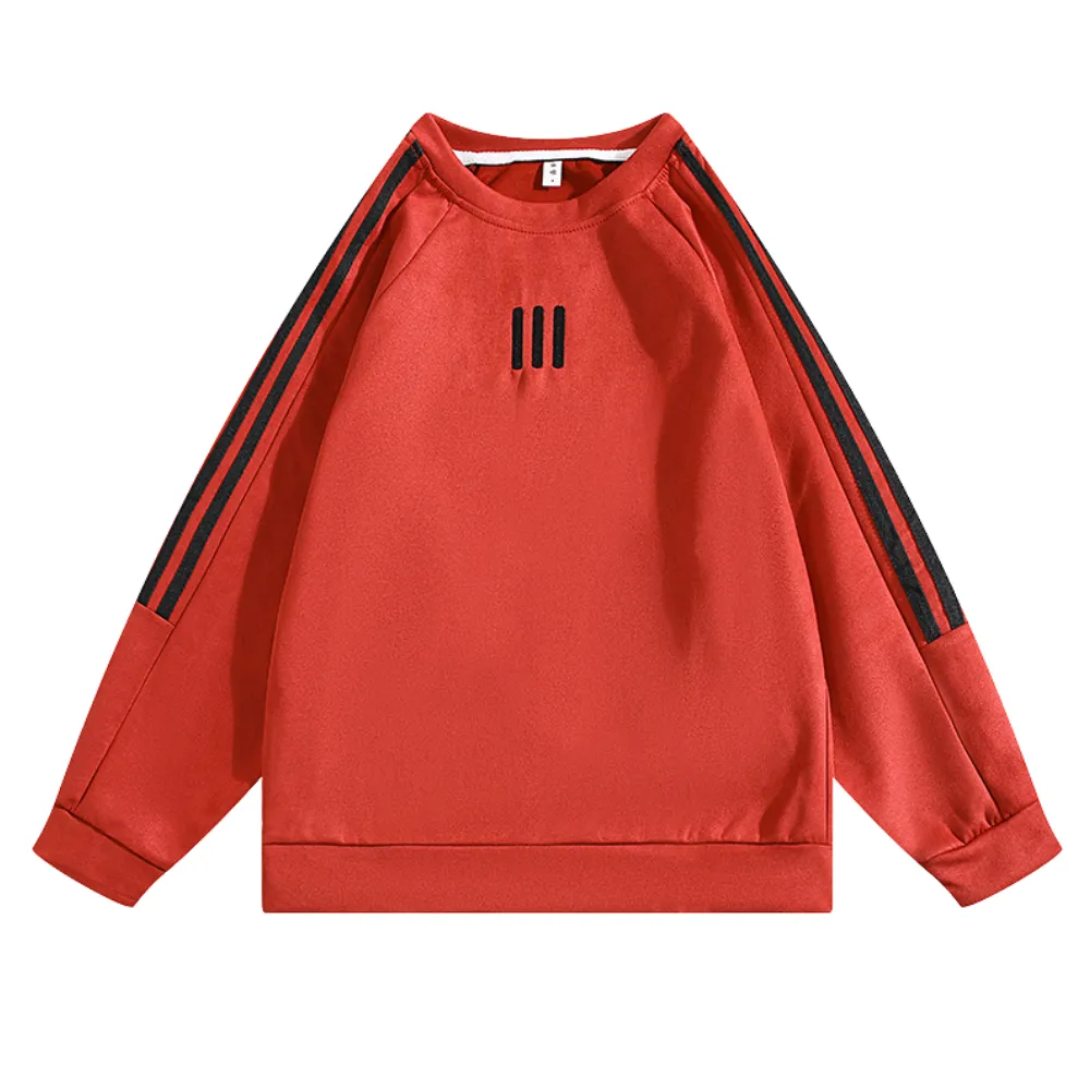 Sport Striped Embroidered Suede Sweatshirt