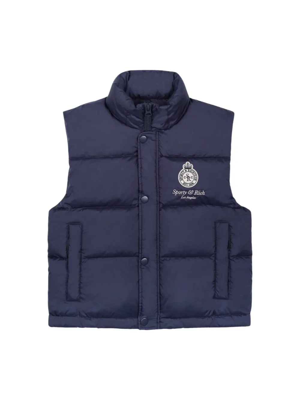 Sporty & Rich Crown LA Puffer Vest in Navy