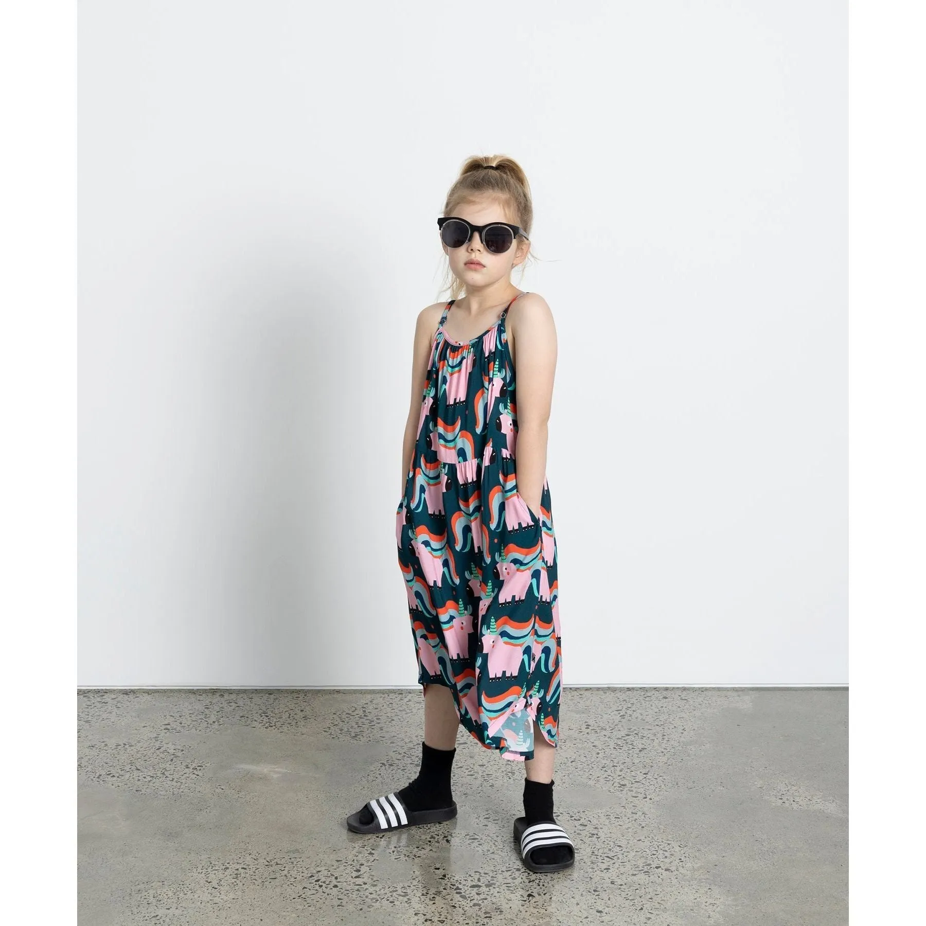 Sporty Unicorns Midi Dress - Dark Turquoise