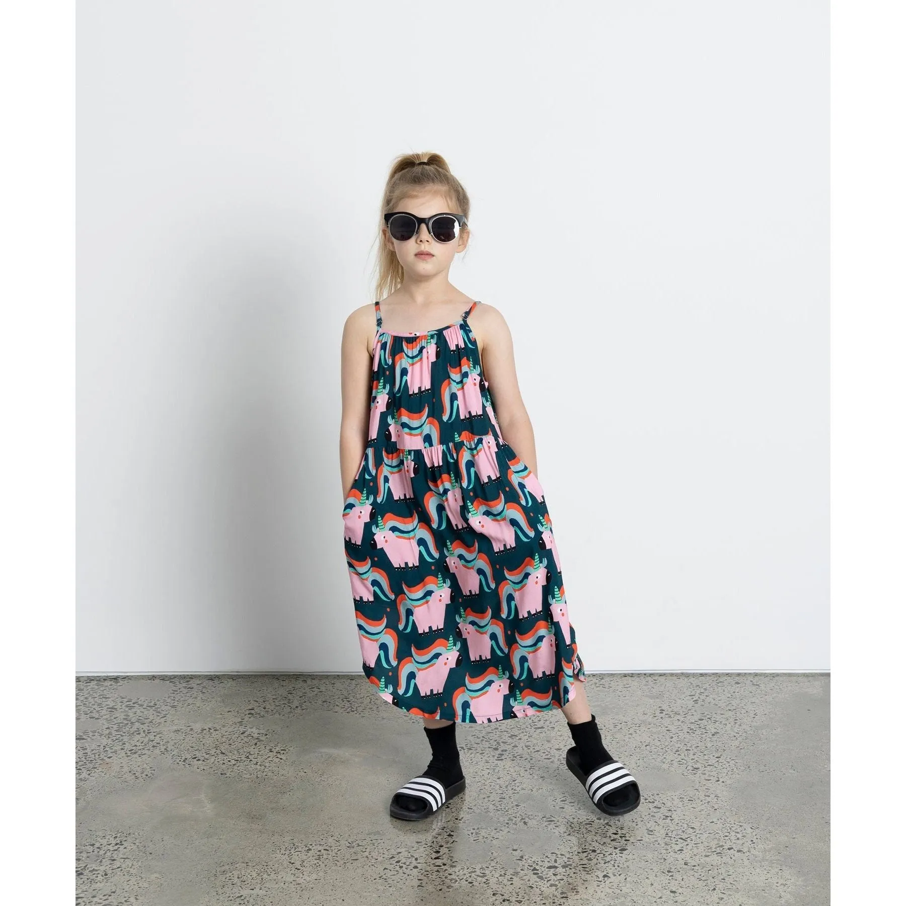 Sporty Unicorns Midi Dress - Dark Turquoise
