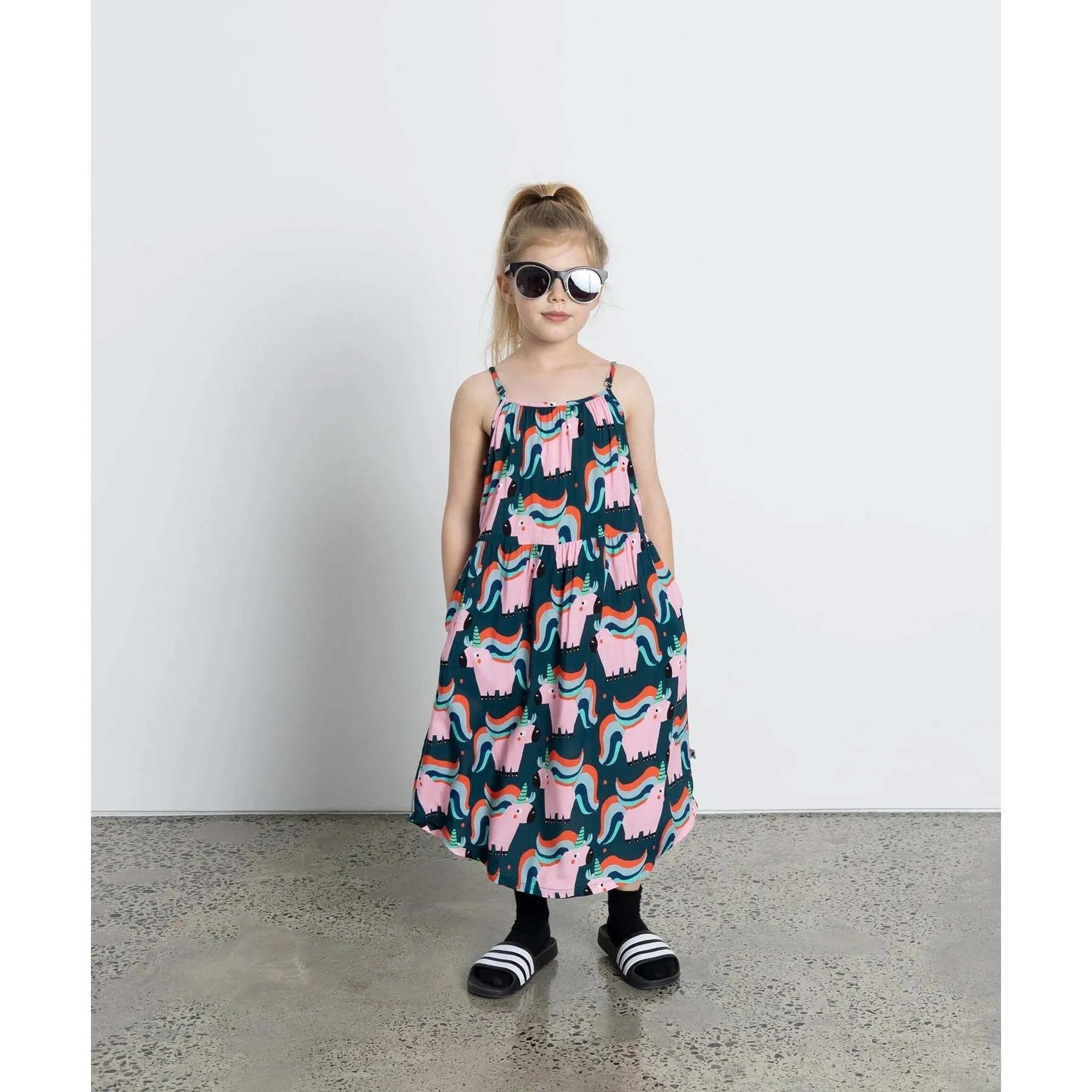 Sporty Unicorns Midi Dress - Dark Turquoise