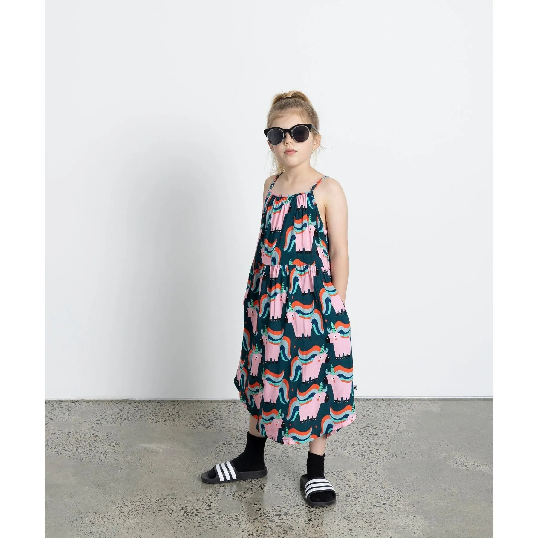 Sporty Unicorns Midi Dress - Dark Turquoise