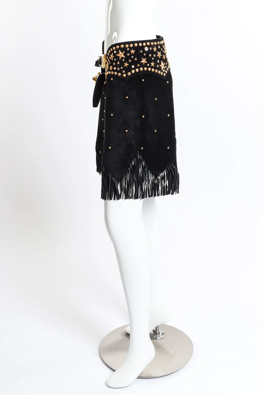 Studded Suede Fringe Skirt Belt