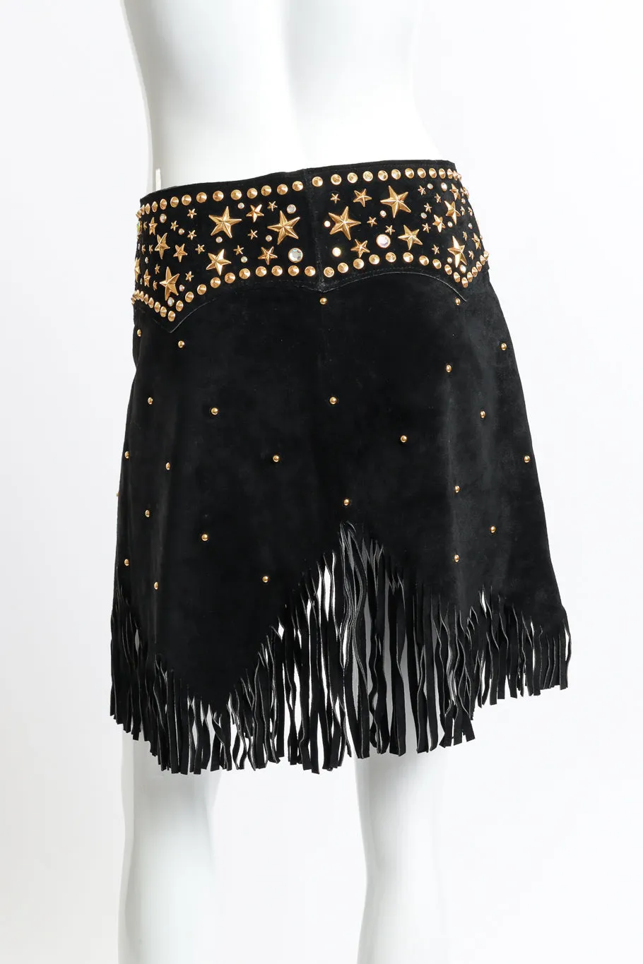 Studded Suede Fringe Skirt Belt