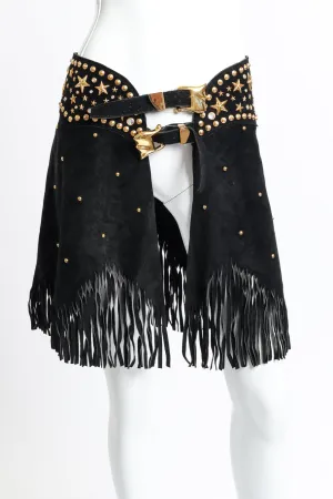 Studded Suede Fringe Skirt Belt
