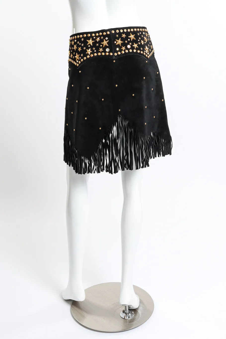 Studded Suede Fringe Skirt Belt