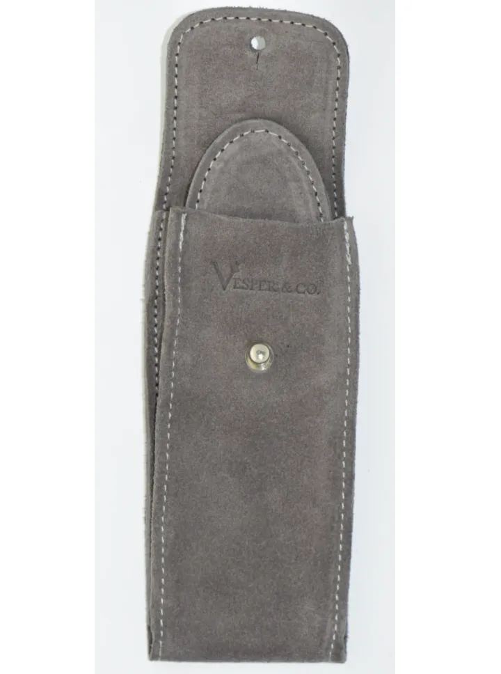 Suede Leather Watch Pouch in Light Grey