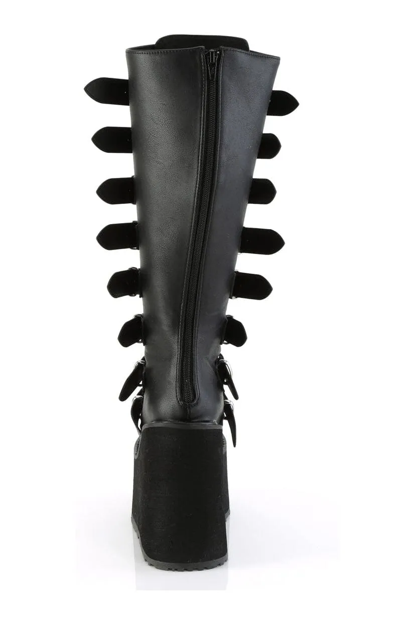 SWING-815WC Black Vegan Leather Knee Boot
