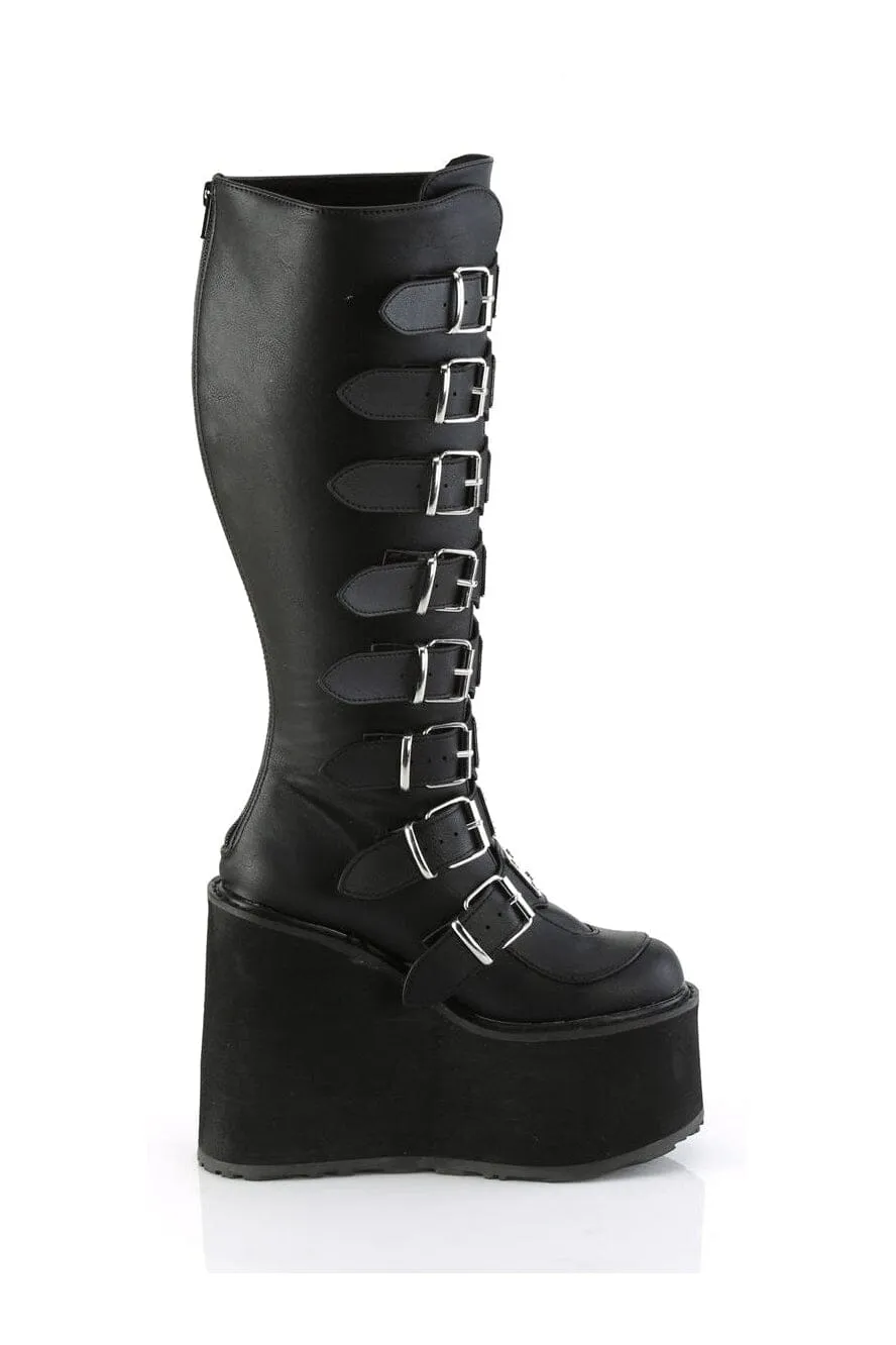 SWING-815WC Black Vegan Leather Knee Boot