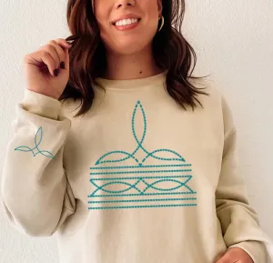 Teal Boot Stitch Sweatshirt