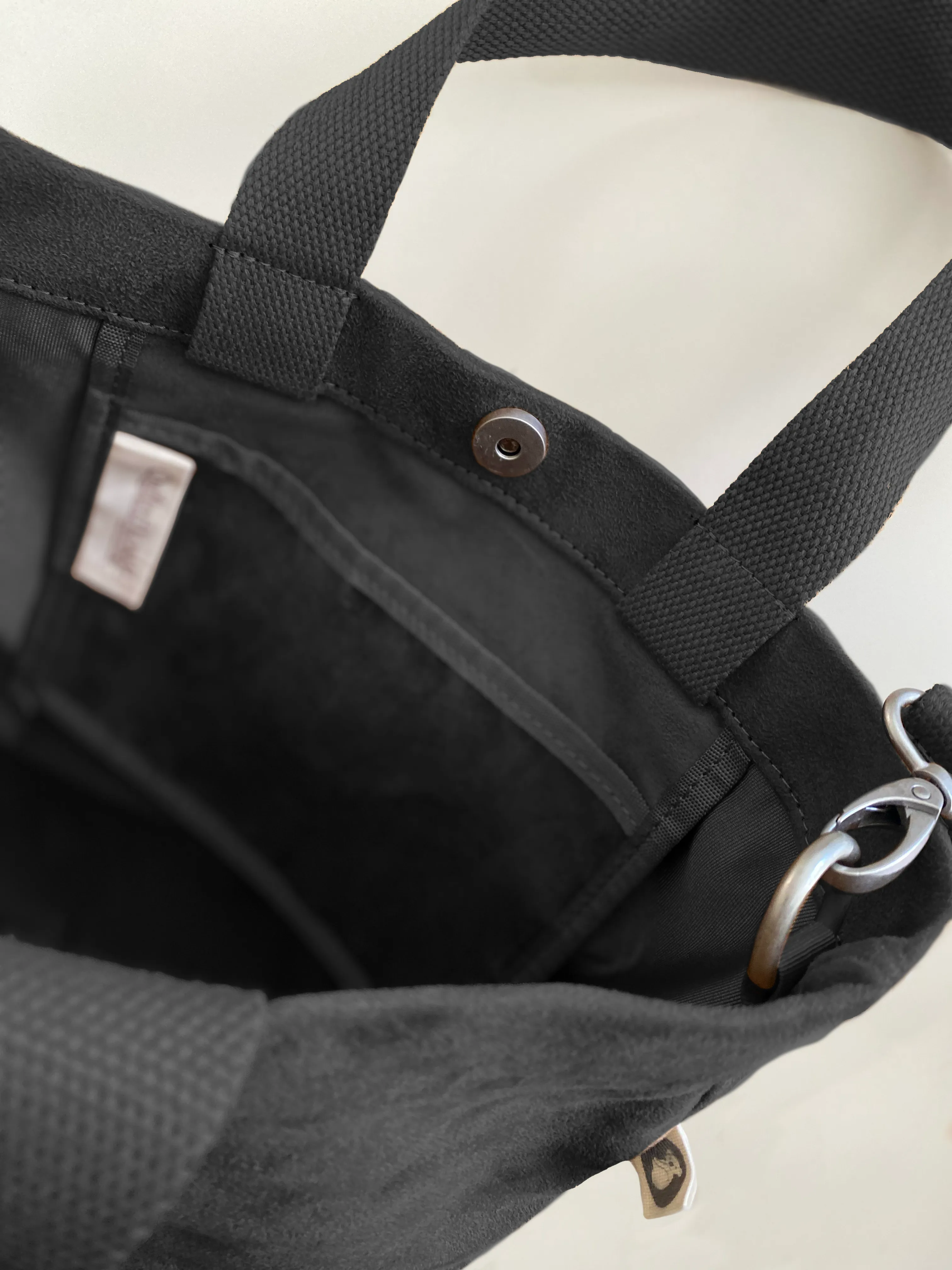 Town Crossbody Bag: Black Vegan Suede