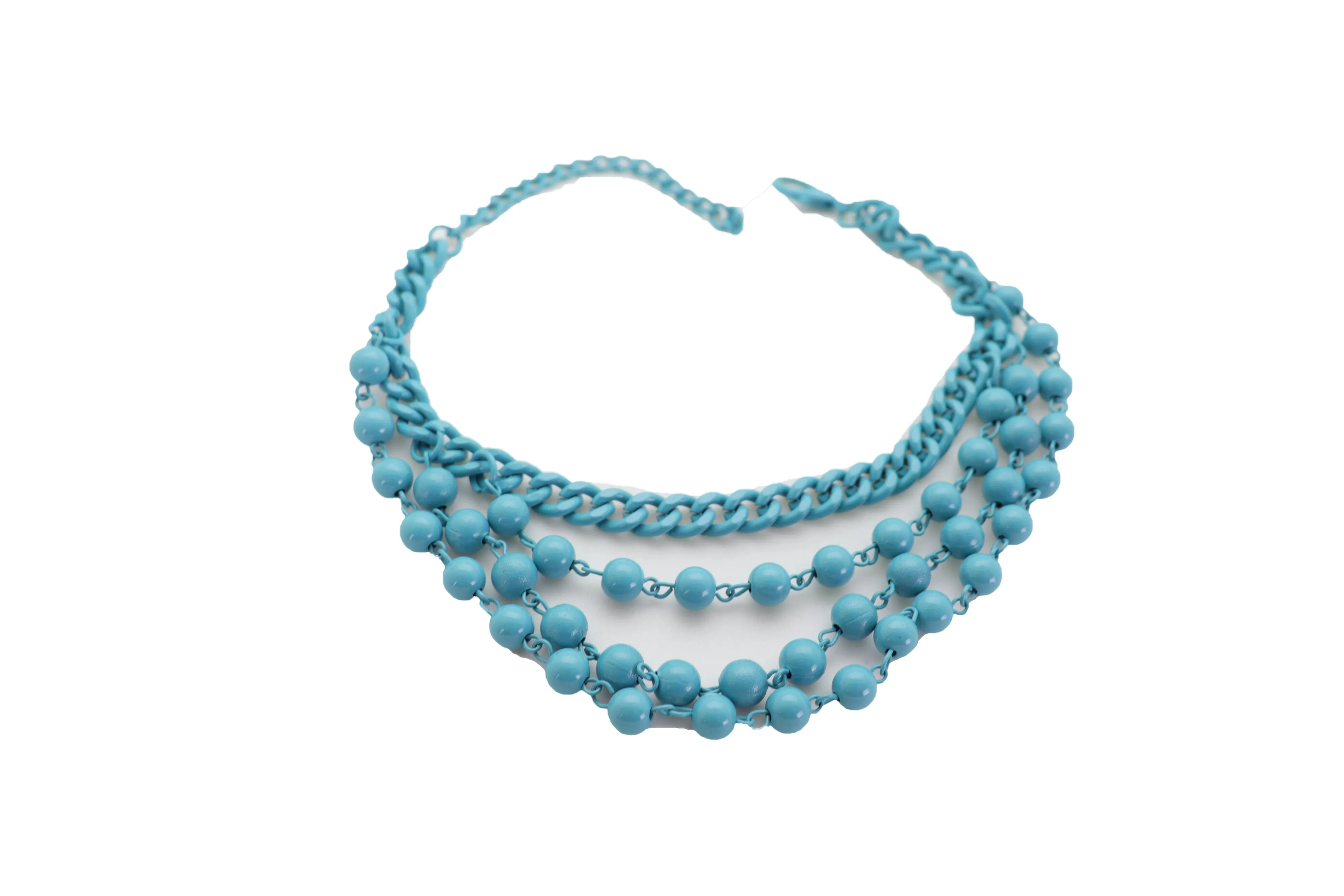 Turquoise Baby Blue Metal Boot Chain Bracelet Shoe Anklet Ball Waves Charm