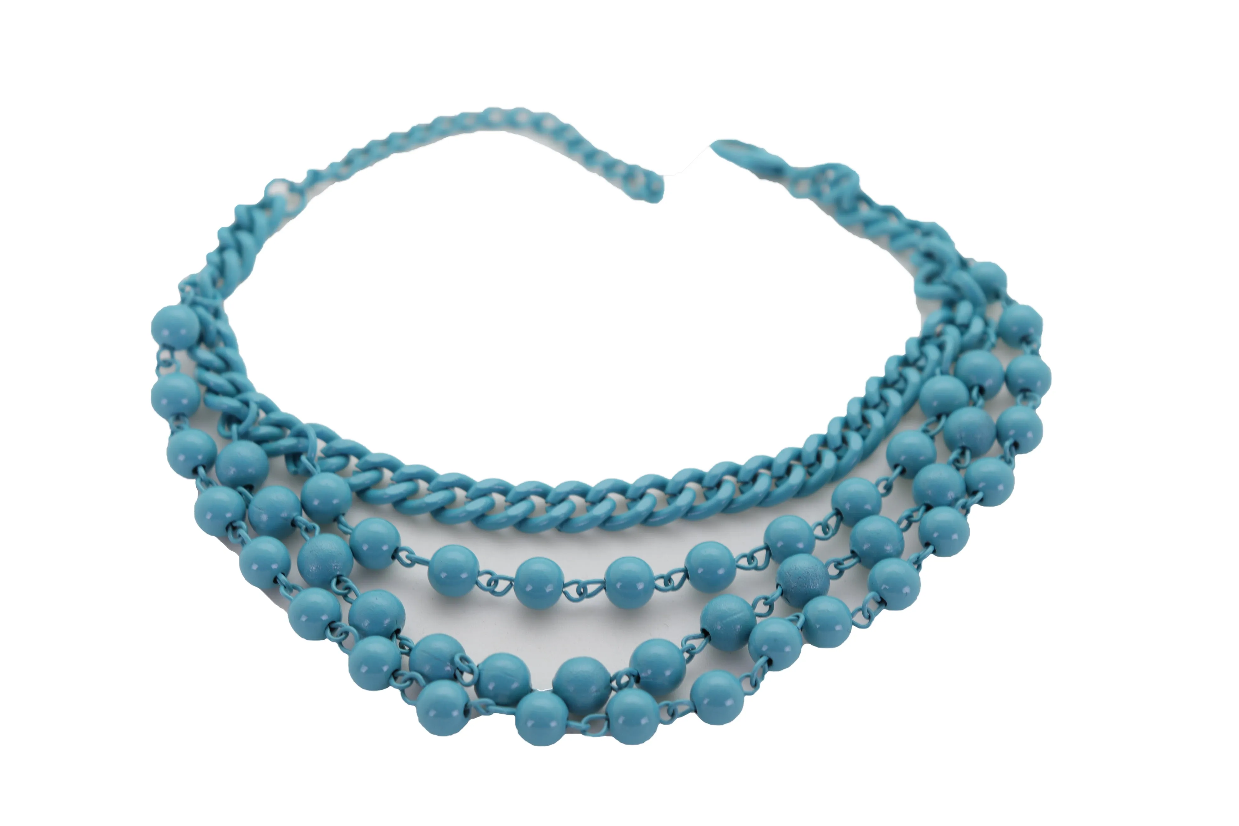 Turquoise Baby Blue Metal Boot Chain Bracelet Shoe Anklet Ball Waves Charm