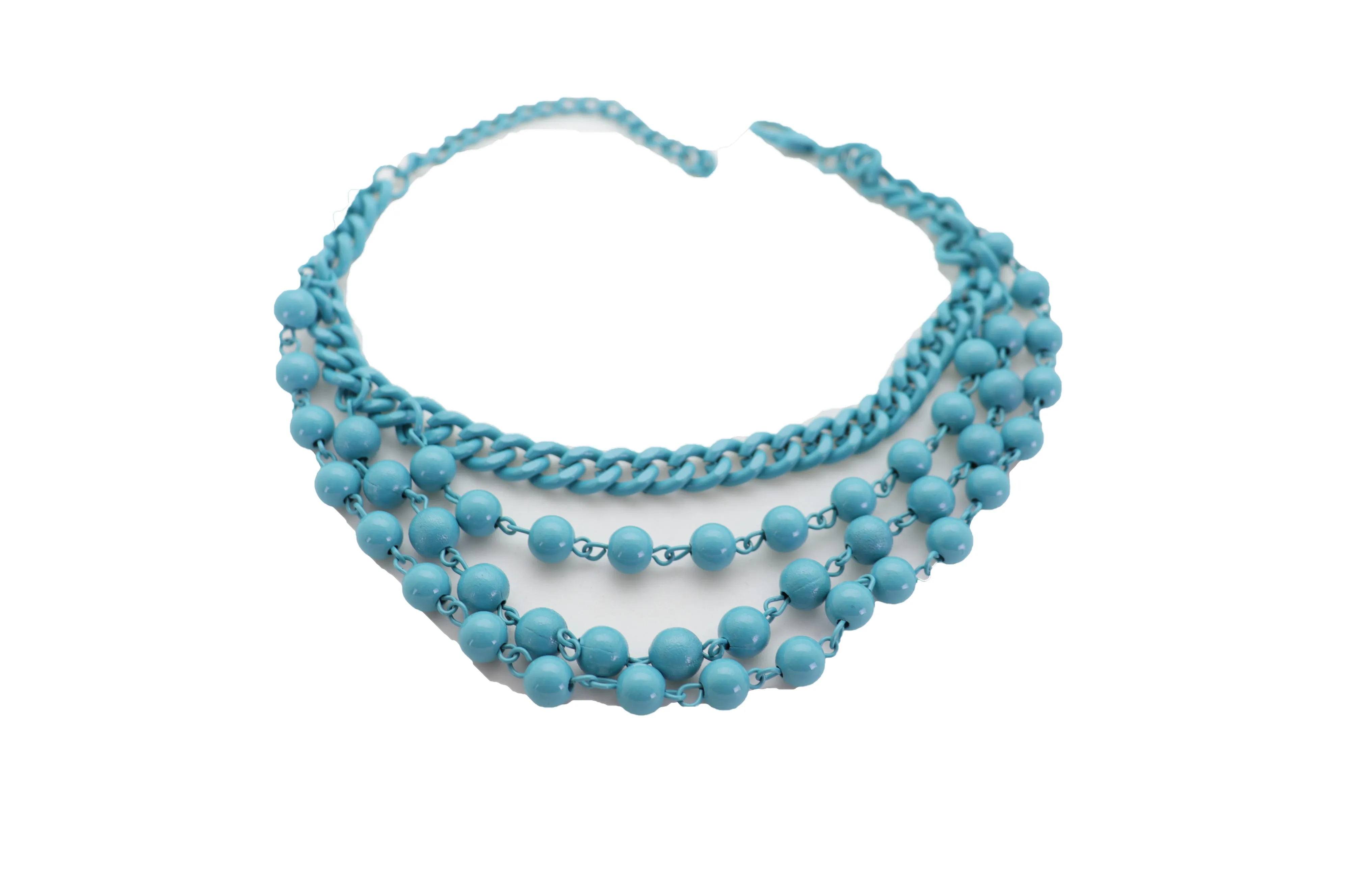 Turquoise Baby Blue Metal Boot Chain Bracelet Shoe Anklet Ball Waves Charm