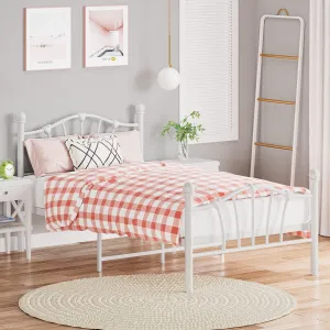 Twin Bed Frame for Kids White Modern Contemporary Metal Natural Finish
