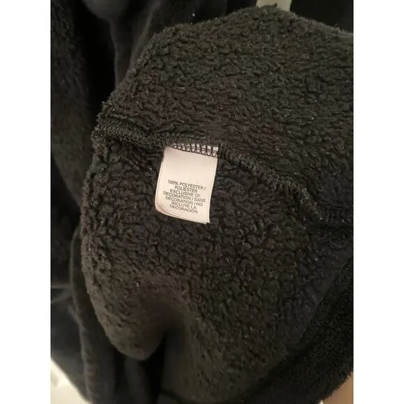 Victoria Secret Black Sherpa Cozy Hooded Robe with Belt Embroidered Logo XS