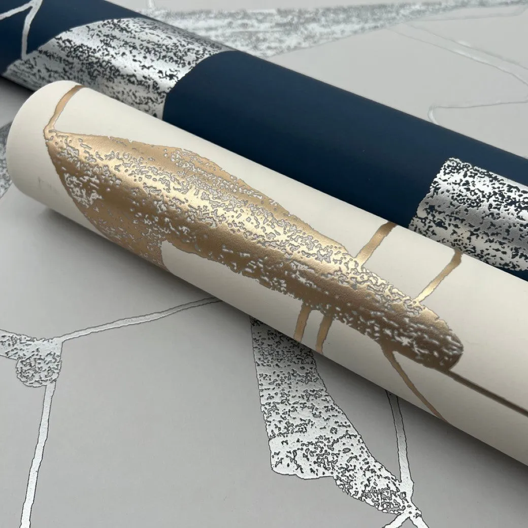 Warm Grey & Gold Harlowe Wallpaper (57 SqFt)
