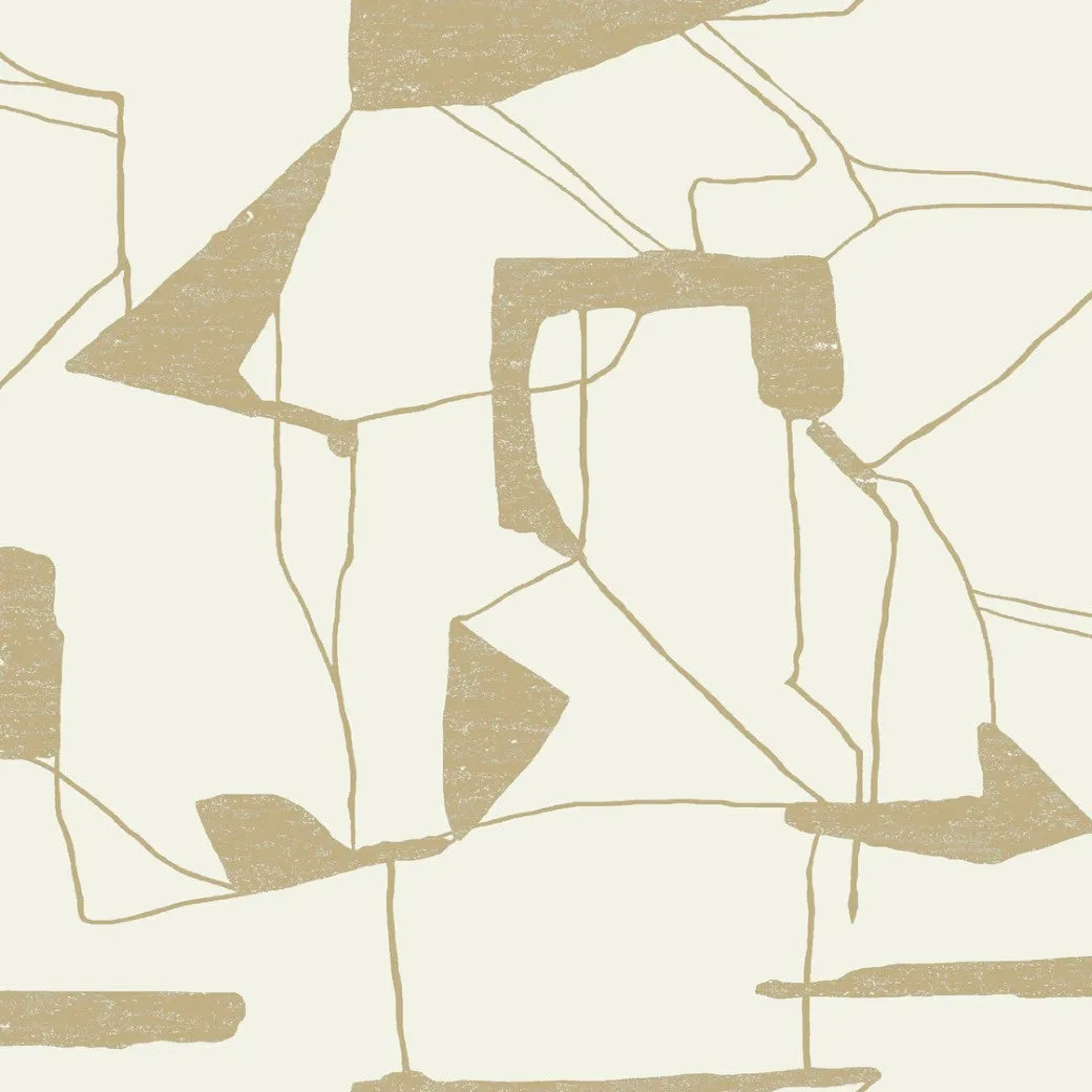 Warm Grey & Gold Harlowe Wallpaper (57 SqFt)