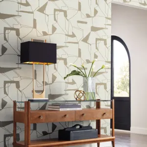 Warm Grey & Gold Harlowe Wallpaper (57 SqFt)