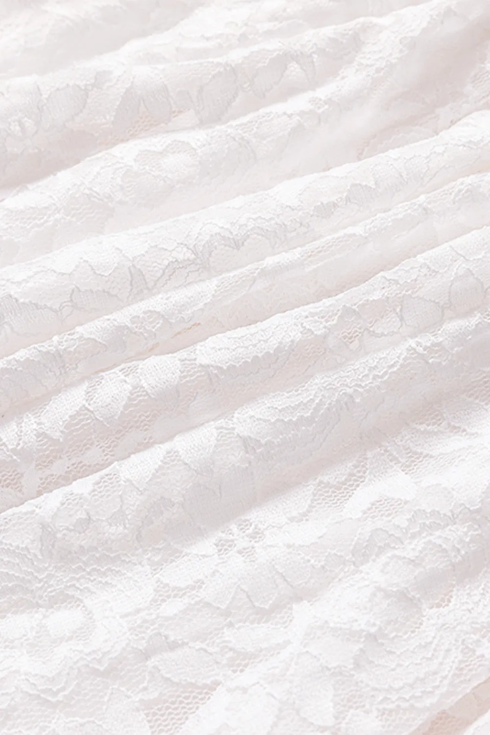 White Lace V Neck See-through Sleeve Mini Dress