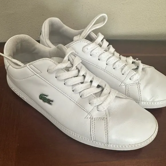 White Lacoste sneakers girls size 5.5