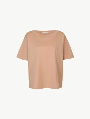 Wide neck Garçon T shirt - warm beige
