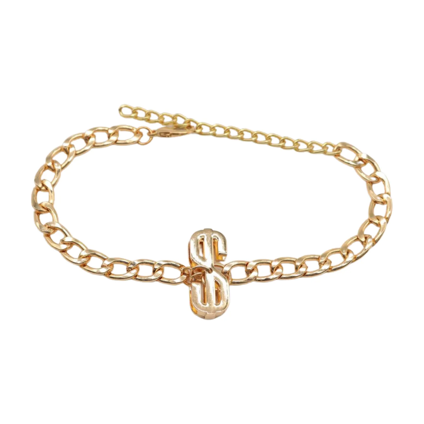 Women Gold Chain Boot Bracelet Shoe Dollar Sign $ Charm