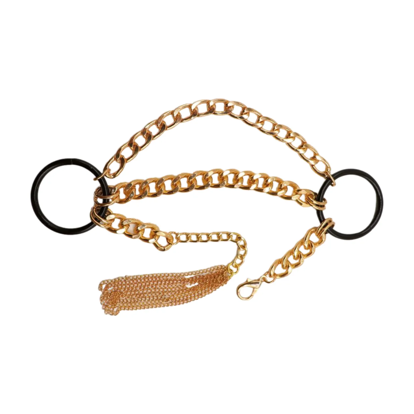 Women Gold Metal Chain Boot Bracelet Shoe Black Circle Charm Tassel