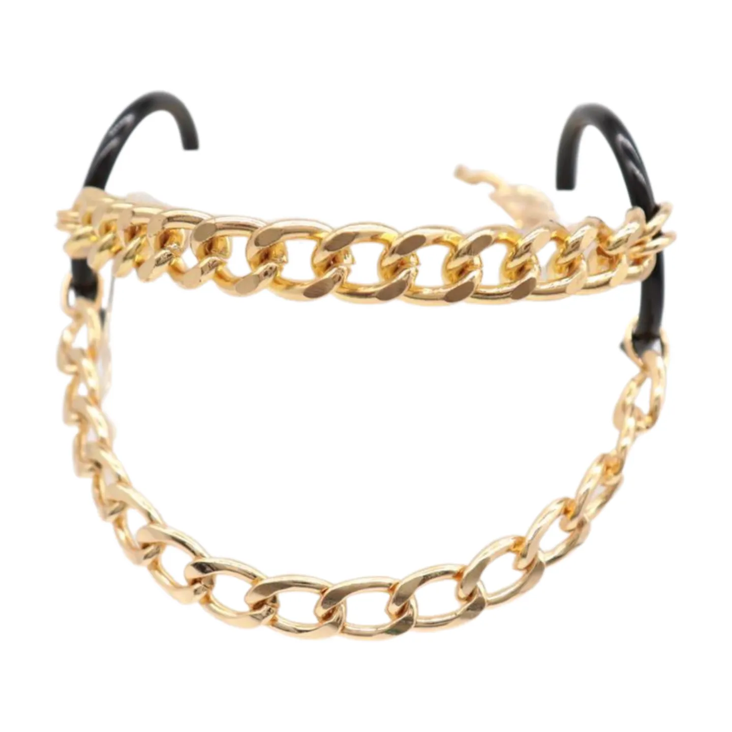 Women Gold Metal Chain Boot Bracelet Shoe Black Circle Charm Tassel