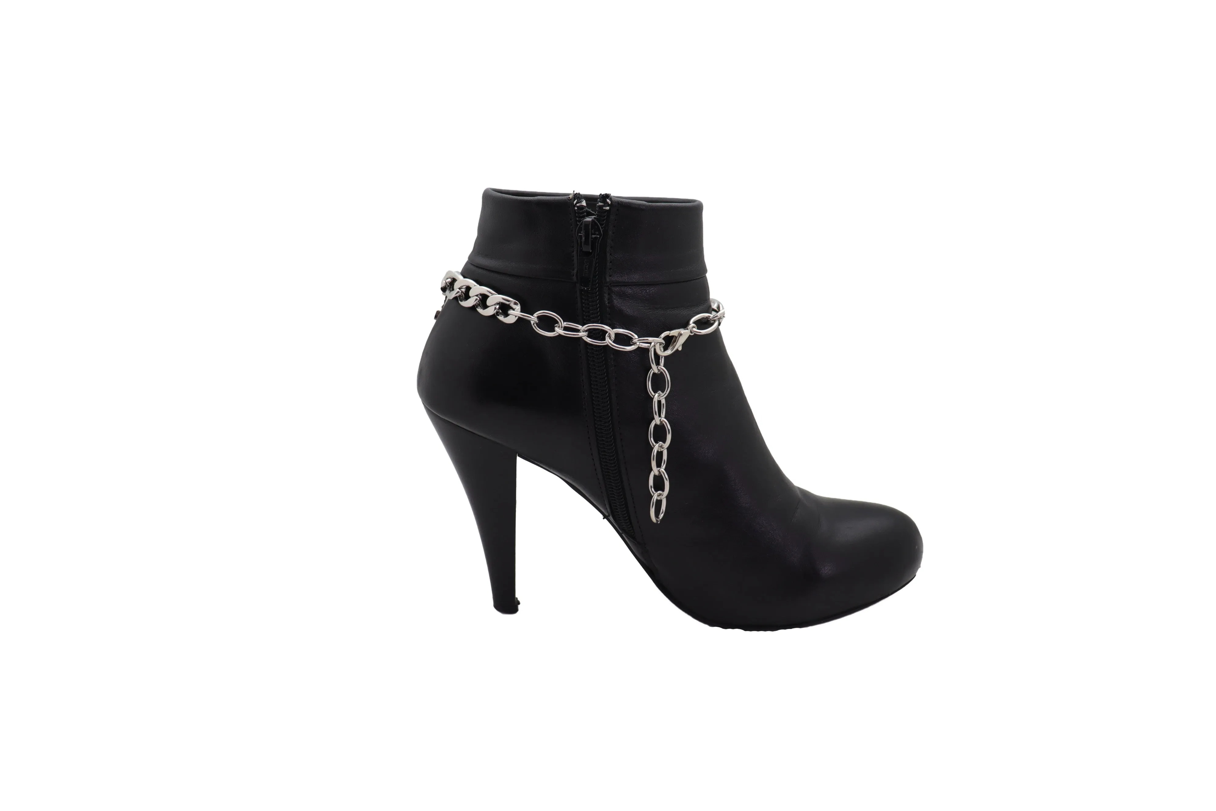 Women Silver Metal Chain Boot Bracelet Shoe Anklet Charm Love Complete Life